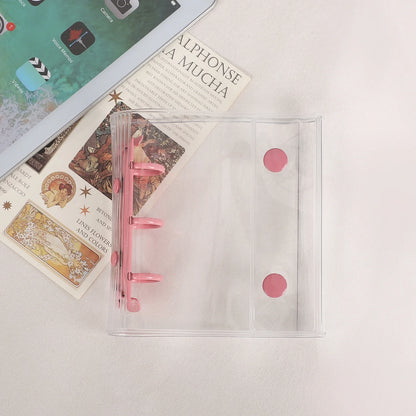 JIANWU Double Buckle A8Mini 3-hole Transparent Loose Leaf Material Storage Notebook Creative Journal Student Supplies Stationery