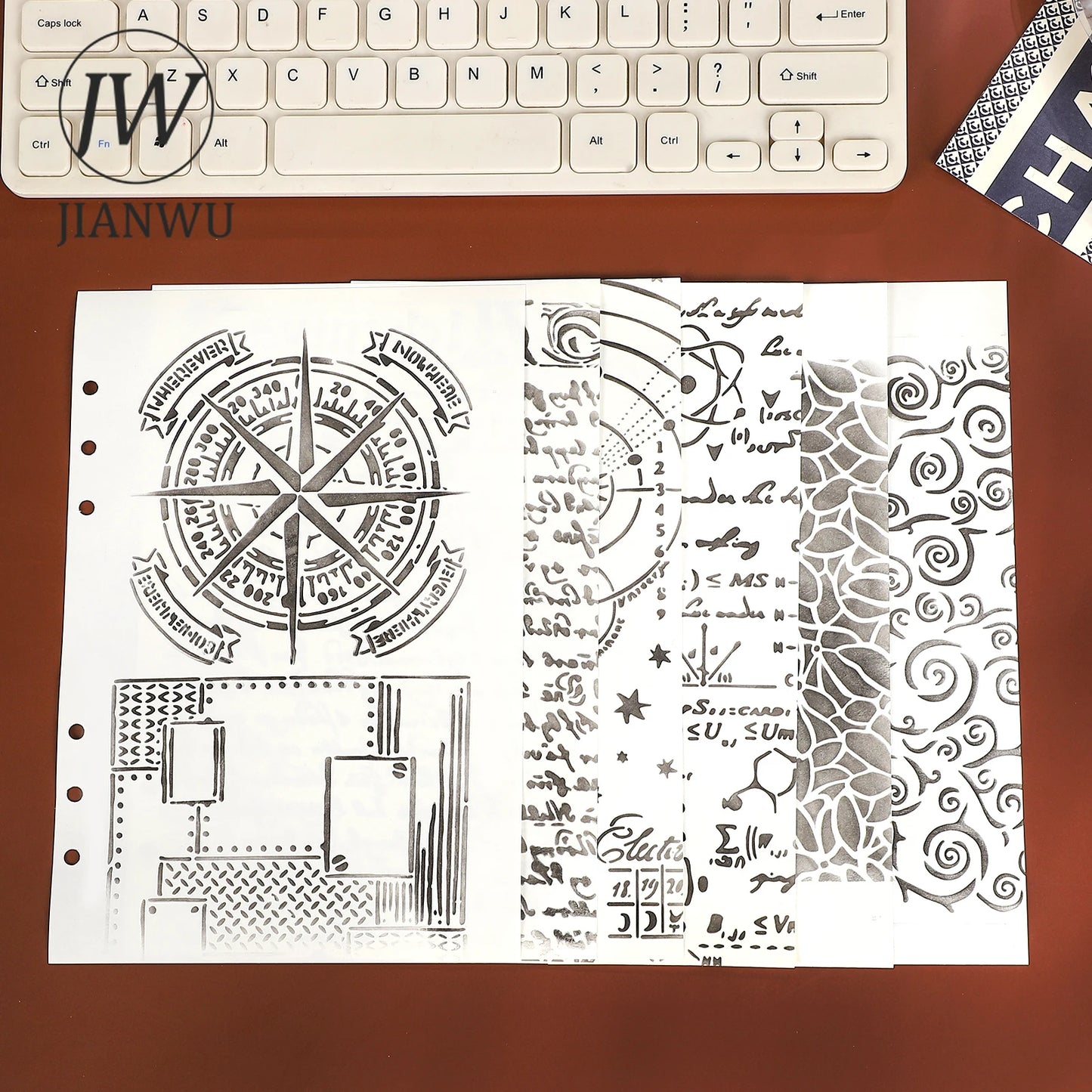 JIANWU Vintage Planetary Chart Symbol Border Flower Landscape Material Collage stamp Shading Board Creative Journal Stationery