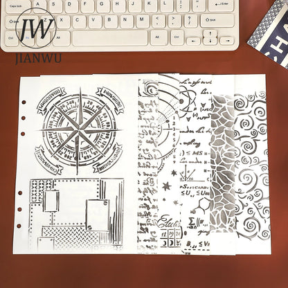 JIANWU Vintage Planetary Chart Symbol Border Flower Landscape Material Collage stamp Shading Board Creative Journal Stationery