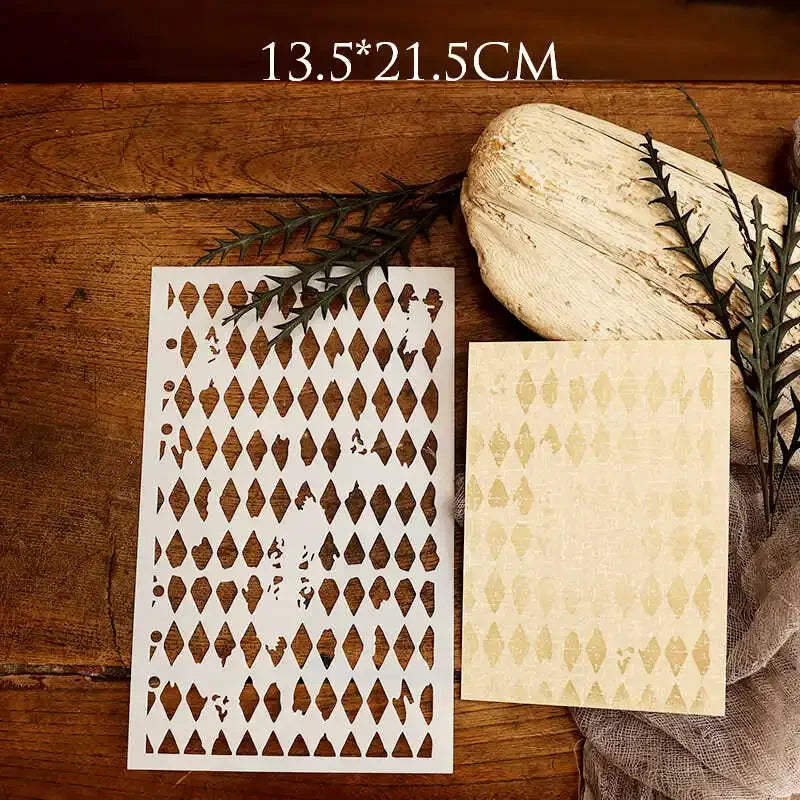 JIANWU Vintage Hollow Plant Flower Material Carved Plastic Plate Stencils Creative DIY Junk Journal Student Supplies Stationery
