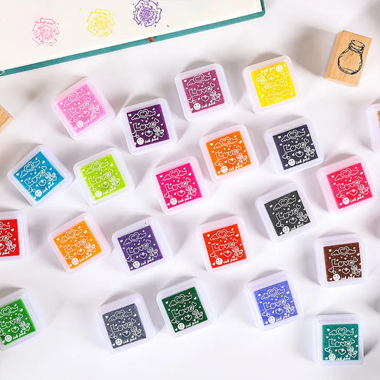 3cm*3cm 12/24Colourful Pads Multi-colored Stamp Pads Creative Rainbow Inkpad Rubber Stamp Oil for DIY Craft Scrapbooking Ink Pad