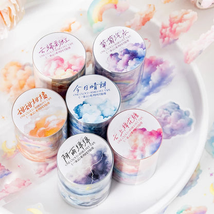 JIANQI 50mm*2m Ins Transparent PET Tapes Rainbow clouds DIY Scrapbooking Collage Stationery Decor Journalling Materials Tapes
