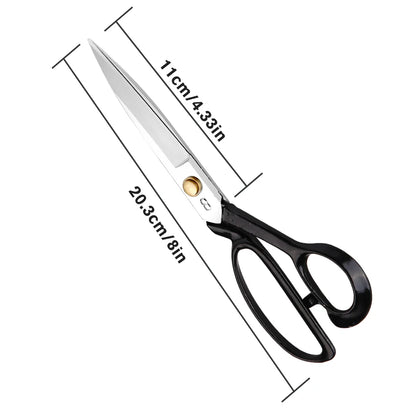 1Pcs Black Sewing Scissors Tailor Scissors Sharp Stainless Steel Needlework Embroidery Knitting Sewing Tool 8#/9#/10#/11#/12#