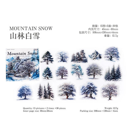 JIANQI 30pcs Winter Life Stickers Aesthetic Landscape Decorative Scrapbooking Diary Album Collage material junk journal supplies