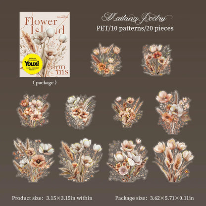 20pcs Hot stamping plant flowers Sticker Large size Junk Journal DIY Scrapbooking School Supplies Collage Stationery Stickers