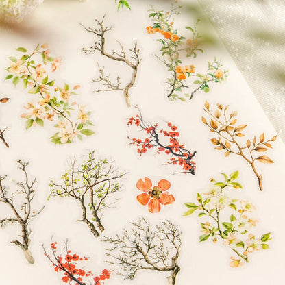 JIANQI PET Tapes Flower branch plant flower DIY Scrapbooking Decor Photo Album Collage Junk Journal Materials Aesthetics Tapes
