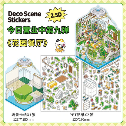 JIANQI Scene Miniature Stickers Storage Stickers DIY Cabin Scene Stacking and Pasting Scrapbooking Material Scrapbook Kit