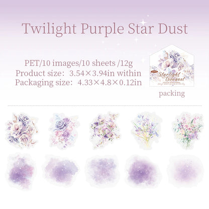 JIANQI 10pcs/pack PET Flower Stickers Smudging Collage Scrapbooking Decor Junk Journal Stationery DIY Flowers Sticker Pack