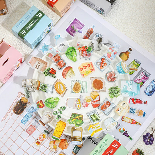 JIANQI 50 pcs Kawaii Cartoon small Stickers Cute Mini Decorative Scrapbooking accessories Adhesive Diy junk journal supplies
