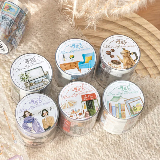 JIANQI 45mm*2m PET Daily Life tape Sticker Decorative collage Adhesive Diy Scrapbooking hand made Masking tape