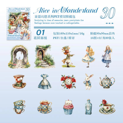 JIANQI 30 pcs Fairy Tale Fantasy PET Stickers aesthetic Stick Labels Decor Scrapbooking material hand made junk journal supplies