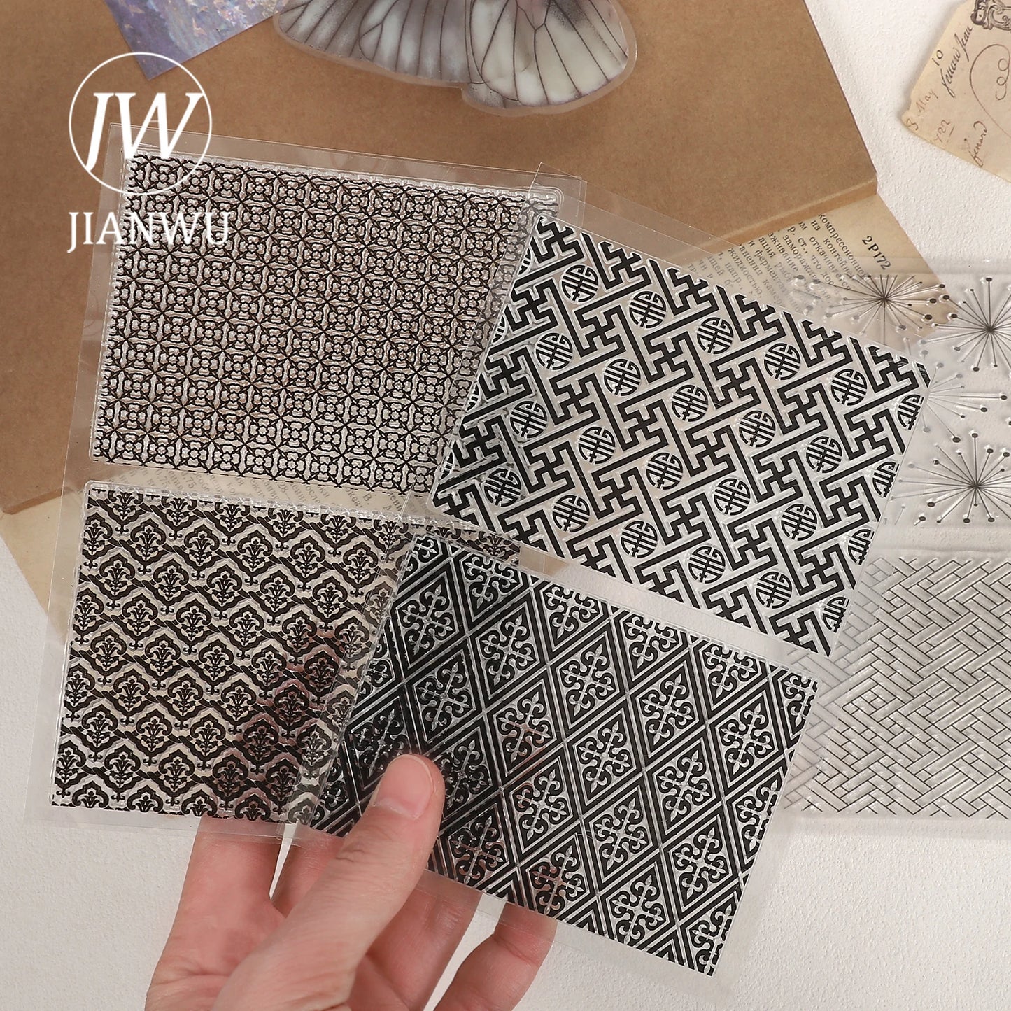 JIANWU Vintage Wave Lace Pattern Landscape Material Collage Silicone Stamp Creative DIY Journal Student Supplies Stationery