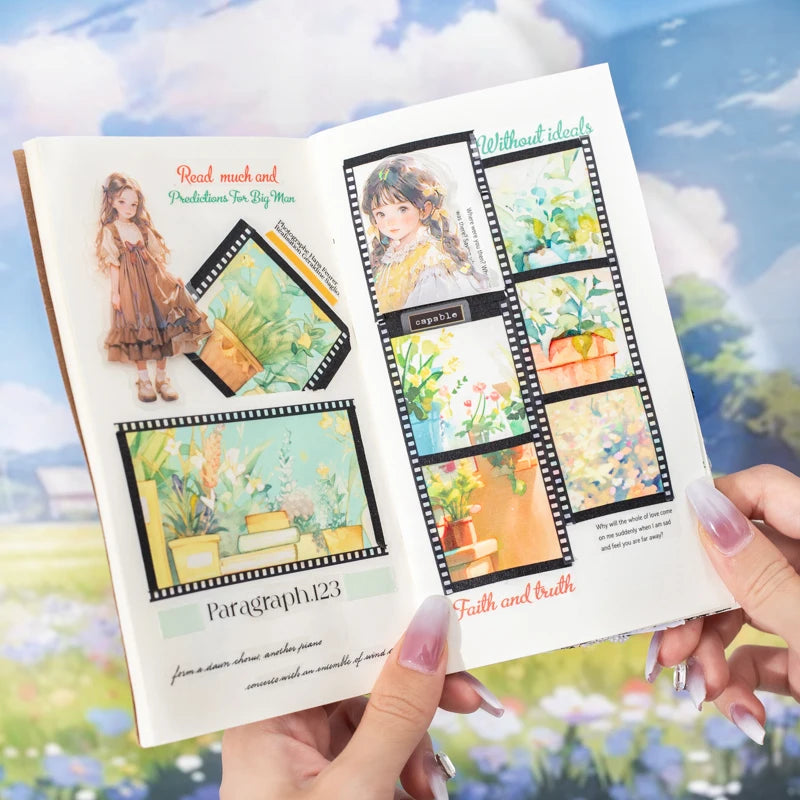 JIANQI 45mm*2m Beautiful scenery Tapes DIY Scrapbooking Decor Photo Album Collage Junk Journal Materials Aesthetics Stickers