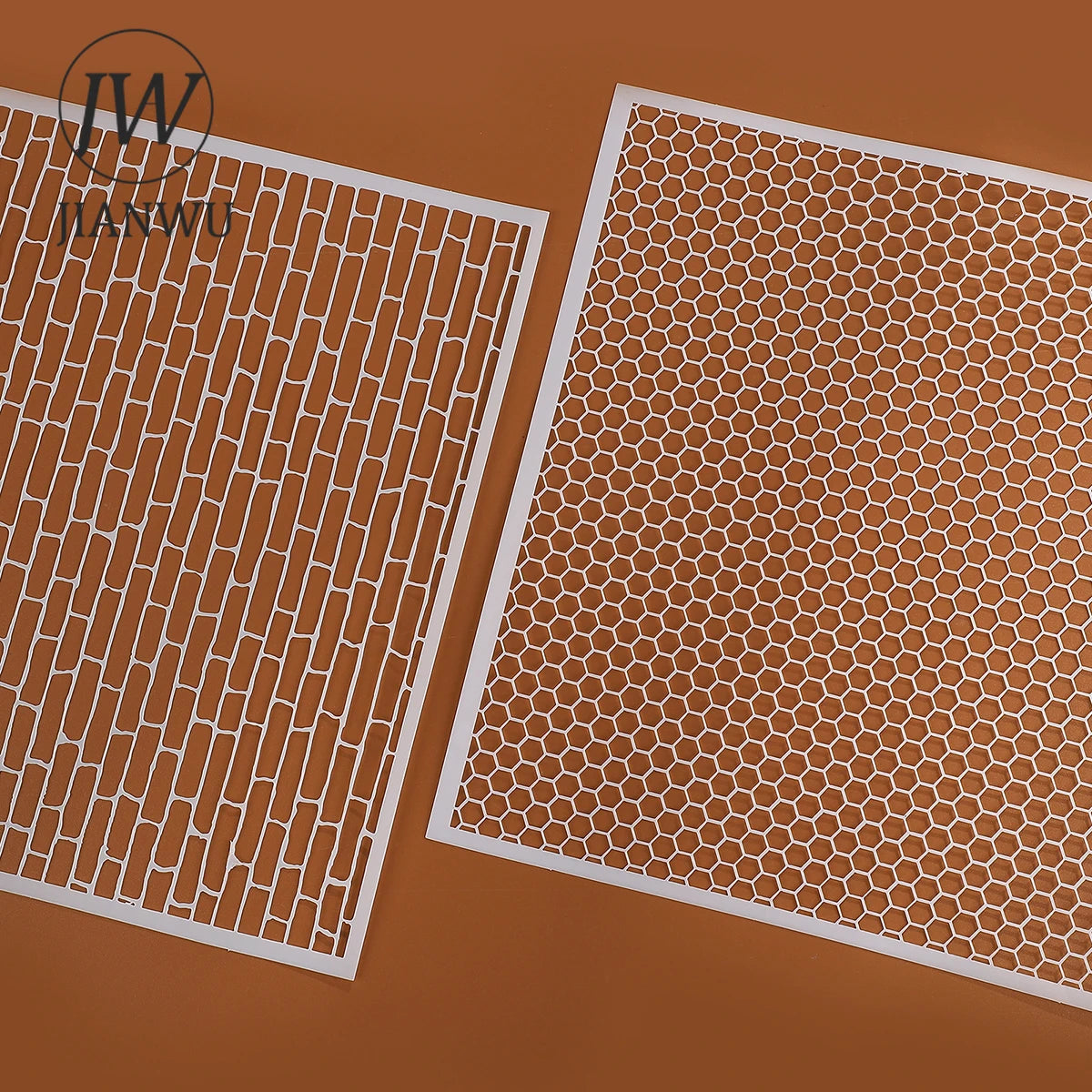 JIANWU Red Brick Honeycomb Fish Scale Graphic Plastic Masking Panel Material Stamp Creative DIY Student Supplies Stationery