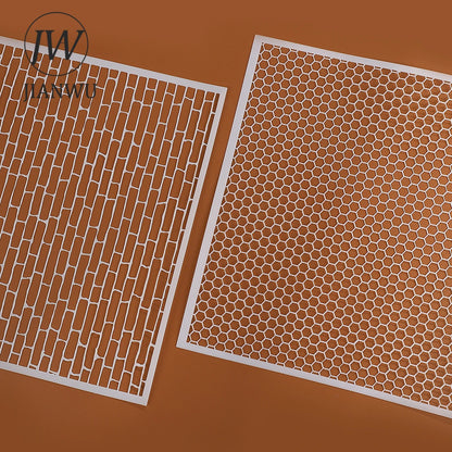 JIANWU Red Brick Honeycomb Fish Scale Graphic Plastic Masking Panel Material Stamp Creative DIY Student Supplies Stationery