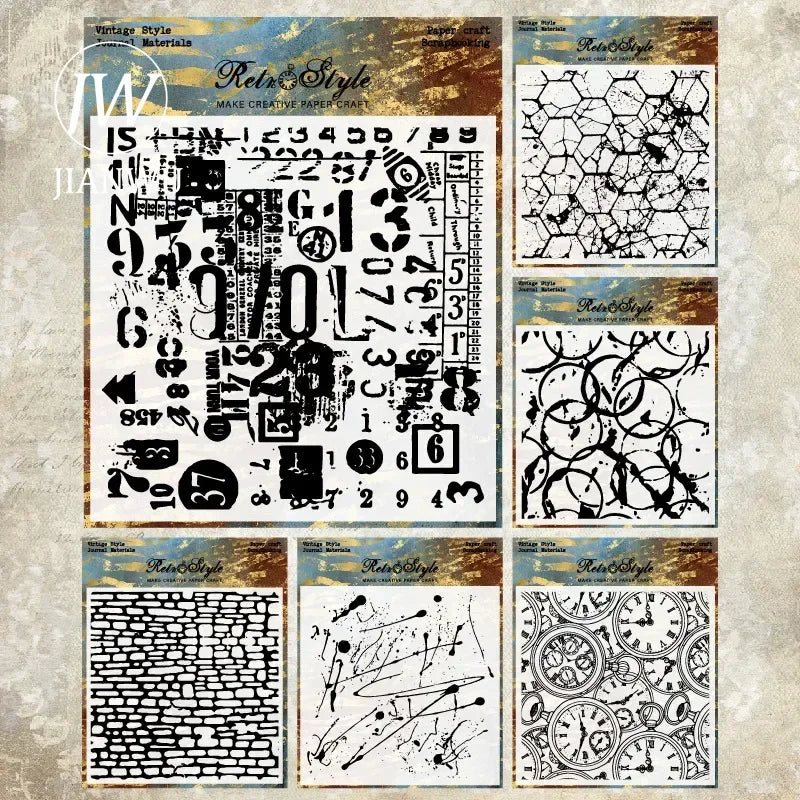 JIANWU Vintage Geometric Patterns Material Collage Transparent Silicone Stamp Creative DIY Journal Student Supplies Stationery