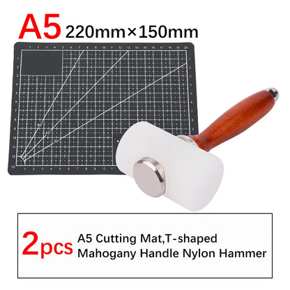 A5/A4/A3 PVC Leather Craft Tool Cutting Mat DIY Double-Sided Self-Healing Mat Bottom Plate Cutting Tool Set with Hammer