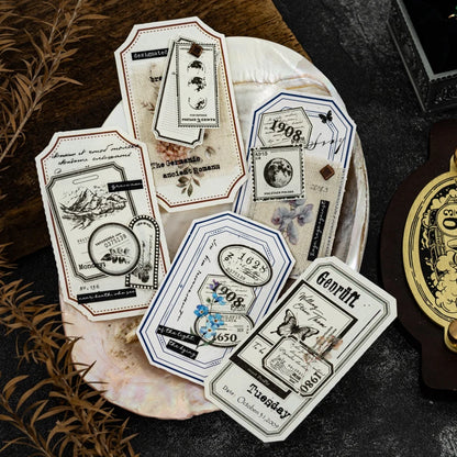 JIANQI 30pcs/book Retro Old tags Material Paper Aestheti Scrapbooking Journaling Vintage Stationery Aesthetic Plants Manuscript