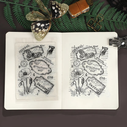 JIANWUVintage Butterfly Flower Label Character Landscape Material Collage Transparent Silicone Stamp Creative Journal Stationery
