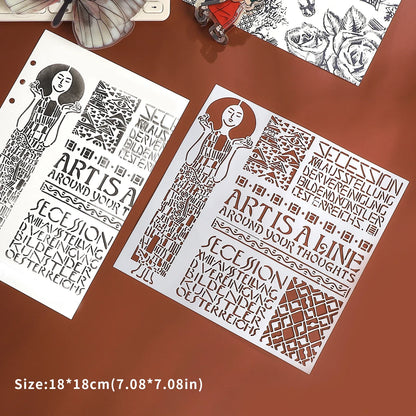 JIANWU Vintage Planetary Chart Symbol Border Flower Landscape Material Collage stamp Shading Board Creative Journal Stationery