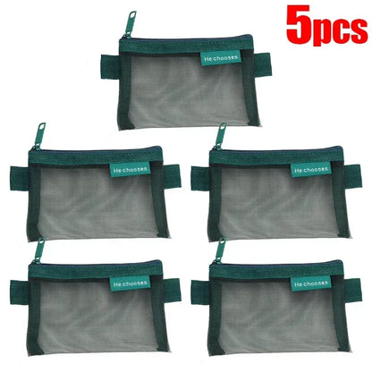 Mini Square Mesh Storage Bag Portable Money Earphone Data Cable Chargers Bag ID Credit Card Holder Zipper Pouch Travel Organizer