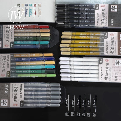 JIANWU 6 Pcs/set Stackable Calligraphy Hand-painted Watercolor Marker Pen Write Smoothly Creative Student Supplies Stationery