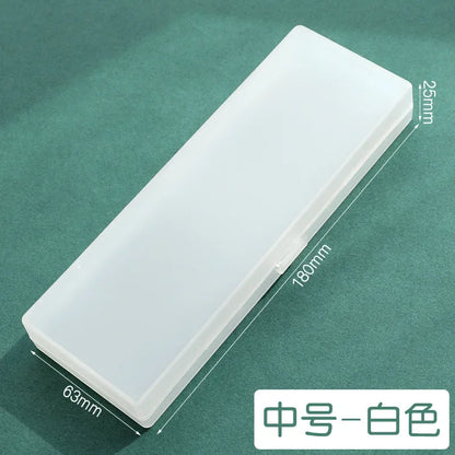 Pencil Cases School Office Simple Matte Transparent Plastic Box Frosted Pink Green White Pens Storage Stationery Supplies