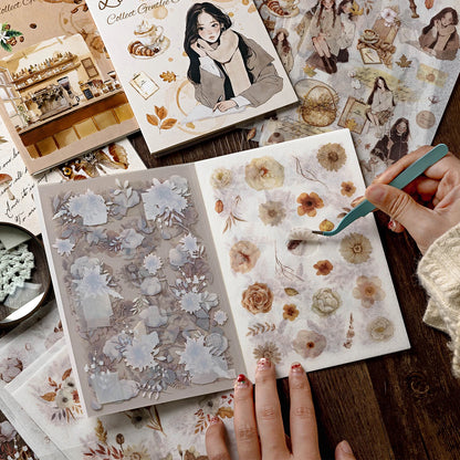 10 pcs PET Die cut Stickers book Butterfly Plants Flowers Decorative handmade Scrapbooking Material Diary Album Craft Supplies