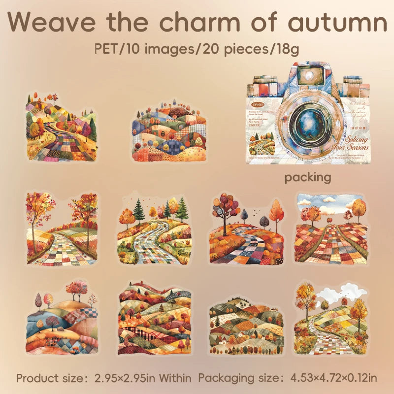 20pcs Four Seasons Scenery Beautiful Landscape Sticker Junk Journal DIY Scrapbooking School Supplies Collage Stationery Stickers