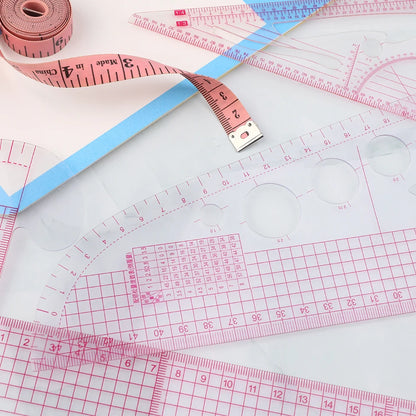 11Pcs Multifunctional French Curve Ruler Soft Plastic Patchwork Ruler Measure Dressmaking Drawing Template Craft Sewing Tools