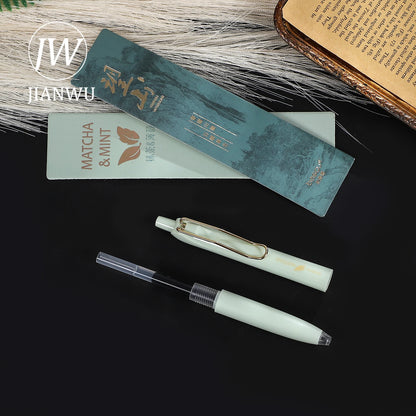 JIANWU 2 Pcs/set Wangshan Matcha Mint Press Gel Pen Set 0.5mm Black Quick-drying Creative Journal Student Supplies Stationery