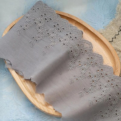 1Yard Multi-Color Flower Hollow Cotton Cloth Embroidery Lace Trim Fabric For Dress Curtain Bed Cuffs  Handmade Sewing Crafts