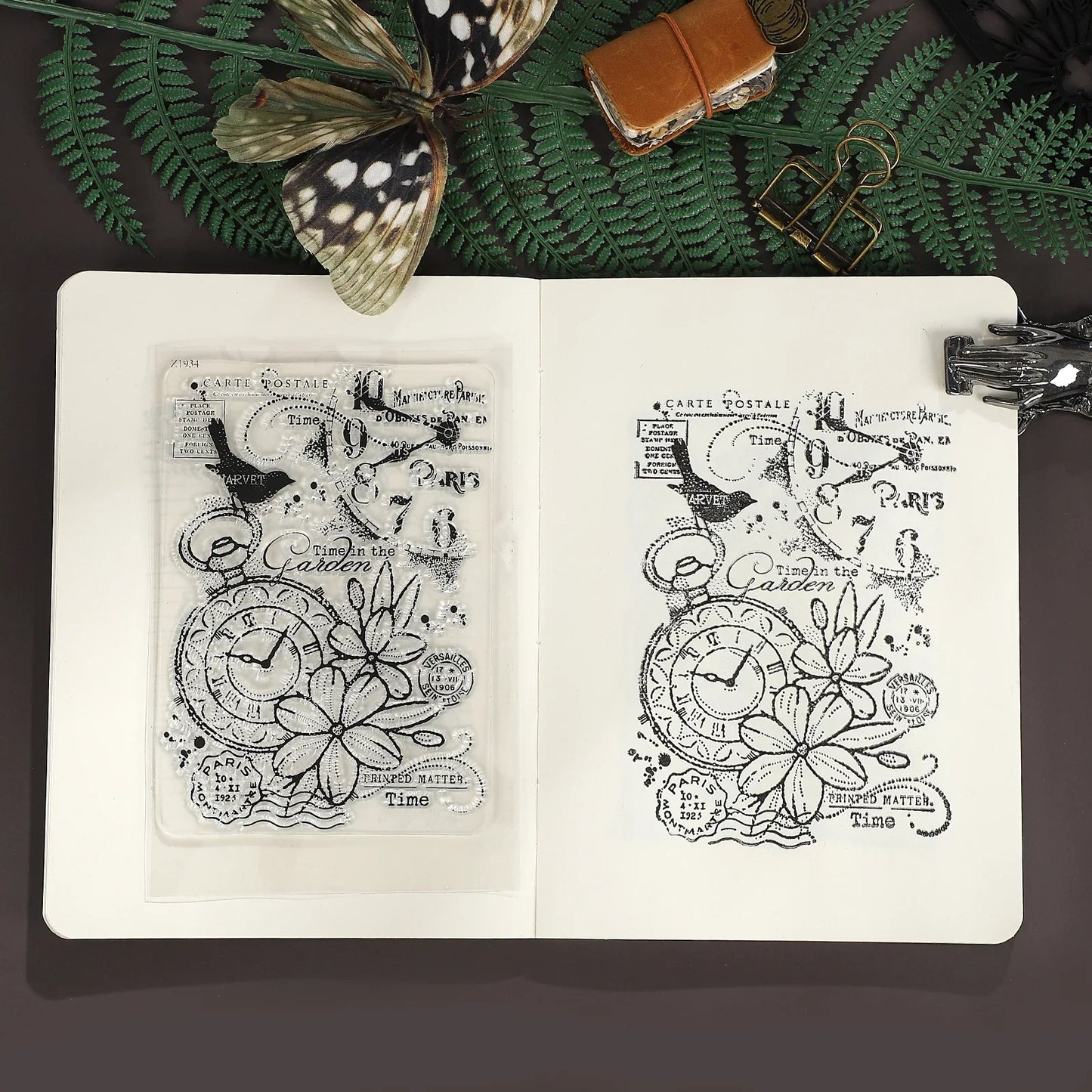 JIANWUVintage Butterfly Flower Label Character Landscape Material Collage Transparent Silicone Stamp Creative Journal Stationery