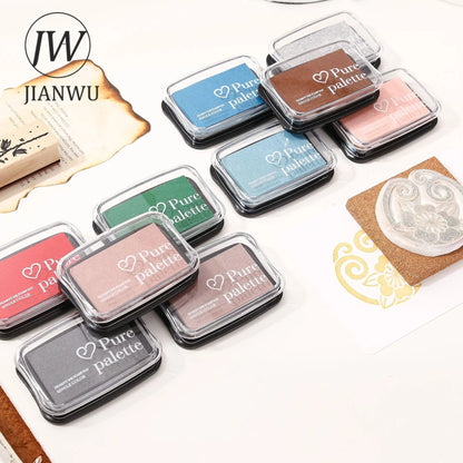 JIANWU 20 Colors Big Ink Pad Oil Planner Silicone Stamp Material Concave Waist Color Ink Pad Creative DIY Journal Stationery