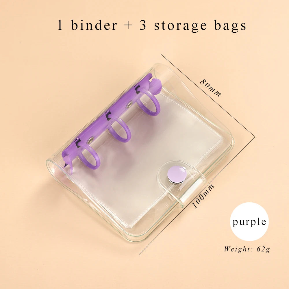 JIANWU Cute Mini 3 Ring Loose-leaf Book Transparent Portable Student Journal Binder Notebook Kawaii Stationery School Supplies