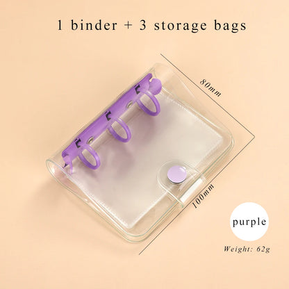 JIANWU Cute Mini 3 Ring Loose-leaf Book Transparent Portable Student Journal Binder Notebook Kawaii Stationery School Supplies
