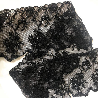 1 Yard Water-Soluble Ruffle Black White Flower Embroidery Lace Trim Fabric For Wedding Home Supplies Handmade Sewing Crafts