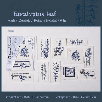 10pcs Botany Imprint Series Plant Theme Fabric Material Handmade Booklet DIY Decoration Collage material Scrapbook supplies