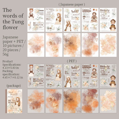 JIANQI 20 sheet PET Stickers book Cute Girl Creative Decorative handmade Scrapbooking Material Diary Album Craft Supplies