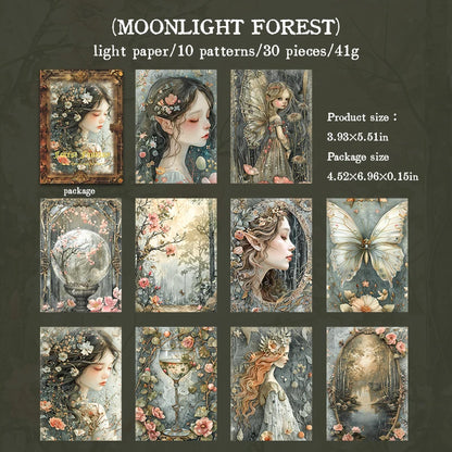 JIANQI 30 pcs Forest fantasy Series Material paper Decorative paper Diy Diary Album Scrapbooking Material Junk Journal Supplie