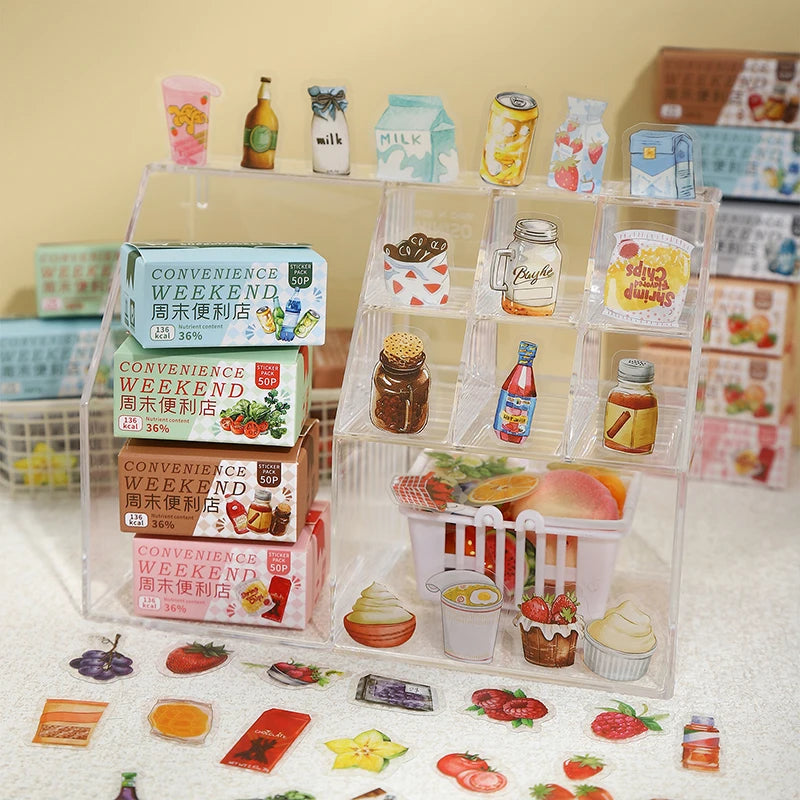 JIANQI 50 pcs Kawaii Cartoon small Stickers Cute Mini Decorative Scrapbooking accessories Adhesive Diy junk journal supplies