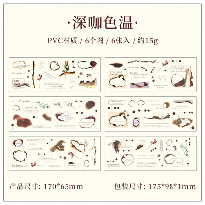 JIANQI 6pcs Transparent Floral Sticker PET Material DIY Scrapbooking Collage Supplies Decor Stationery Aesthetics Stickers