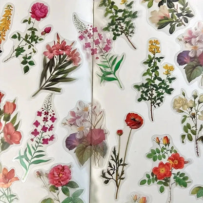 JIANQI 40 Pcs/pack Vintage Creative flower plant Stickers hand tent DIY Stick Labels Scrapbooking Material Junk Journal Supplies