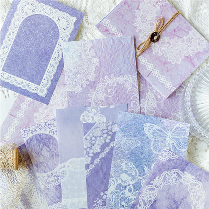 JIANQI 30pcs Vintage Material paper Lace paper Scrapbook Materials DIY Photo Album Collage Journal Creative Stationery supplies