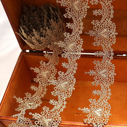 1 Yard Black White Gold Thread Embroidery Lace Fabric DIY Curtain Clothing Accessories Applique Sewing For Wedding Crafts