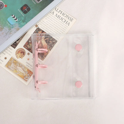 JIANWU Double Buckle A8Mini 3-hole Transparent Loose Leaf Material Storage Notebook Creative Journal Student Supplies Stationery