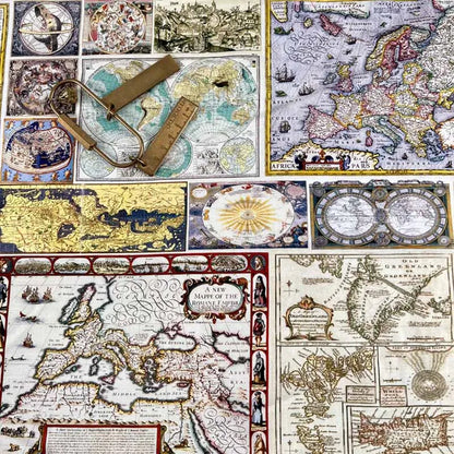Newspaper Fabric Map Retro Vintage Digital Printed for Handmade DIY Sewing Accessories