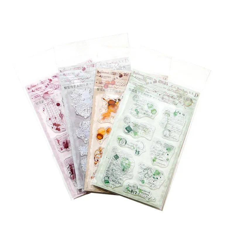 JIANWU Letterhead Story Series Vintage English Text Snowflake Material Collage Silicone Stamp Creative DIY Journal Stationery