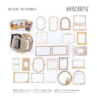 JIANQI 25pcs/pack Framework Decorative Stickers Scrapbooking Diary Deco Junk Journal Stationery Ins Style Stationery Stickers
