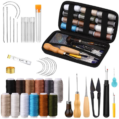 45Pcs Upholstery Repair Leather Sewing Kit for Shoes Sofa Tent Carpet Leather Craft DIY Seam Ripper, Sewing Thread Needle
